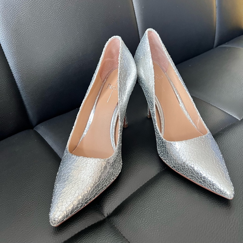 Silver heels by Linea Paolo size 9M